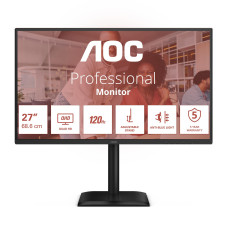LCD Monitor, AOC, 27 , 2560 x 1440 pixels, Quad HD, Native aspect ratio 16:9, LED, Flat, Q27E4CV