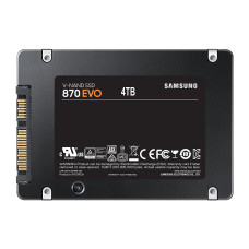 SSD, SAMSUNG, 870 EVO, 4TB, SATA, SATA 3.0, MLC, Write speed 530 MBytes/sec, Read speed 560 MBytes/sec, 2,5, TBW 2400 TB, MTBF 1500000 hours, MZ-77E4T0B/EU