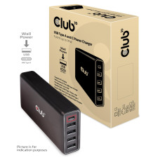 MOBILE CHARGER WALL 5P + CABLE/USB 111W CAC-1903EU CLUB3D