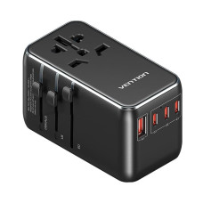 POWER ADAPTER TRAVEL 4PORT/BLACK FJGB0 VENTION