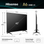 TV Set, HISENSE, 43 , 4K Ultra HD, 3840 x 2160 pixels, Flat, 16:9, LED, 43A6Q