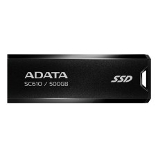 External SSD, ADATA, SC610, 500GB, USB 3.2, Write speed 500 MBytes/sec, Read speed 550 MBytes/sec, SC610-500G-CBK/RD