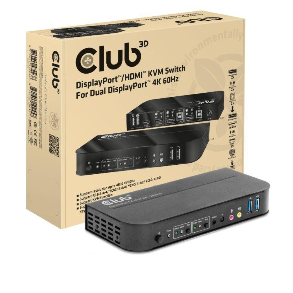 VIDEO SWITCH KVM DP/HDMI/CSV-7210 CLUB3D VIDEO SWITCH KVM DP/HDMI/CSV-7210 CLUB3D