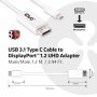 CABLE USB-C TO DP 1.2M/M/M CAC-1517 CLUB3D CABLE USB-C TO DP 1.2M/M/M CAC-1517 CLUB3D