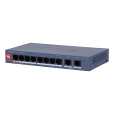 Switch, DAHUA, DH-CS4010-8ET2GT-60, Switch layer L2, 8xRJ-45 ports, RJ-45 Ports Type Fast Ethernet (10/100), 2xGigabit Ethernet (copper) ports quantity, 8xPower over Ethernet (PoE) ports quantity, Total Power over Ethernet (PoE) budget 60 W, CS4010-8ET2GT