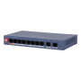Switch, DAHUA, DH-CS4010-8ET2GT-60, Switch layer L2, 8xRJ-45 ports, RJ-45 Ports Type Fast Ethernet (10/100), 2xGigabit Ethernet (copper) ports quantity, 8xPower over Ethernet (PoE) ports quantity, Total Power over Ethernet (PoE) budget 60 W, CS4010-8ET2GT