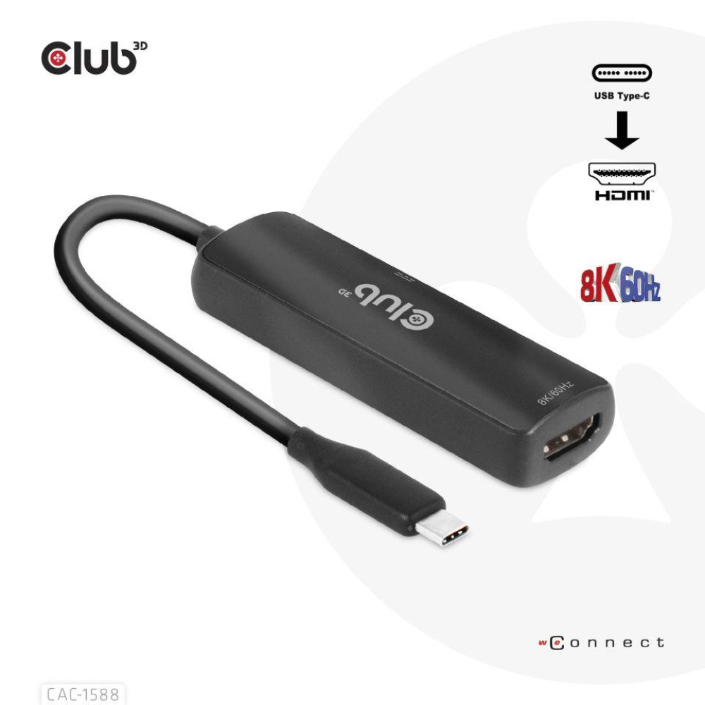 I/O ADAPTER USB-C TO HDMI/M/F CAC-1588 CLUB3D I/O ADAPTER USB-C TO HDMI/M/F CAC-1588 CLUB3D