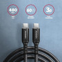 CABLE USB-C TO USB-C 3M 60W/HQ BLACK BUCM-CM30AB AXAGON