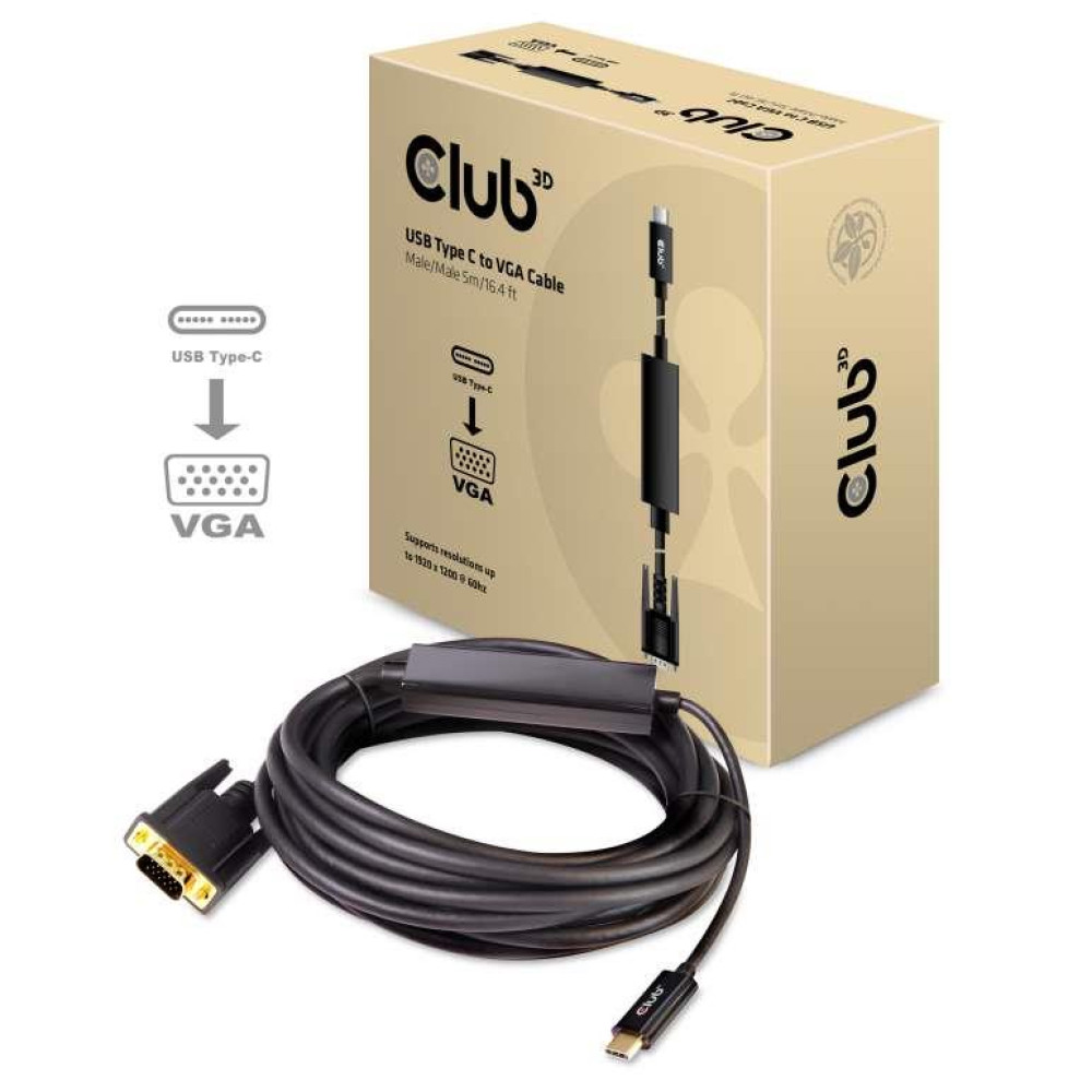 CABLE USB-C TO VGA 5M/M/M CAC-1512 CLUB3D CABLE USB-C TO VGA 5M/M/M CAC-1512 CLUB3D