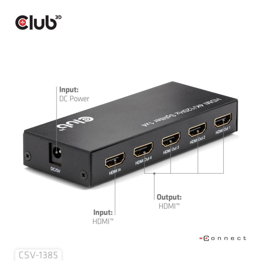 I/O VIDEO SPLITTER HDMI 4PORT/4K 120HZ CSV-1385 CLUB3D I/O VIDEO SPLITTER HDMI 4PORT/4K 120HZ CSV-1385 CLUB3D