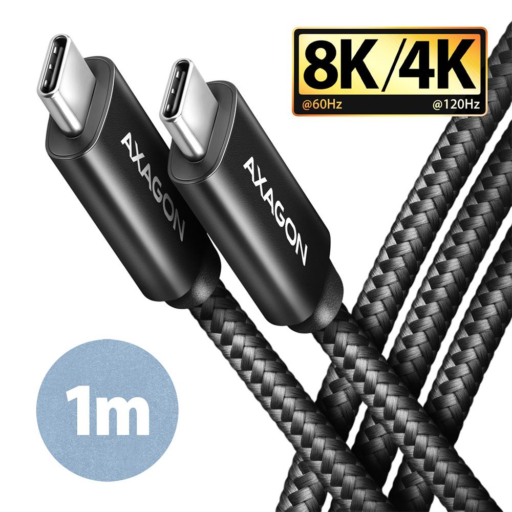 CABLE USB-C TO USB-C 1M 100W/8K BLACK BUCM432-CM10AB AXAGON CABLE USB-C TO USB-C 1M 100W/8K BLACK BUCM432-CM10AB AXAGON