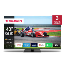 TV Set, THOMSON, 43, 4K/Smart, QLED, 3840x2160, Wireless LAN, Bluetooth, Google TV, Black, 43QG7C14