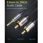 CABLE AUDIO 3.5MM TO 2XRCA/2M BCFBH VENTION