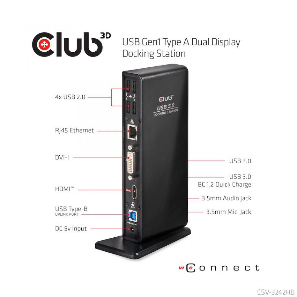 NB ACC DOCKING STATION/USB CSV-3242HD CLUB3D NB ACC DOCKING STATION/USB CSV-3242HD CLUB3D