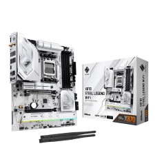 Mainboard, ASROCK, AMD X870, SAM5, ATX, Memory DDR5, Memory slots 4, 1xPCI-Express 4.0 16x, 1xPCI-Express 5.0 16x, 4xM.2, 1xHDMI, 4xUSB 2.0, 5xUSB 3.2, 2xUSB-C, 1xOptical S/PDIF, 1xRJ45, 2xAudio port, X870STEELLEGENDWIFI