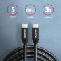 CABLE USB-C TO USB-C 3M 60W/BLACK BUCM3-CM30AB AXAGON