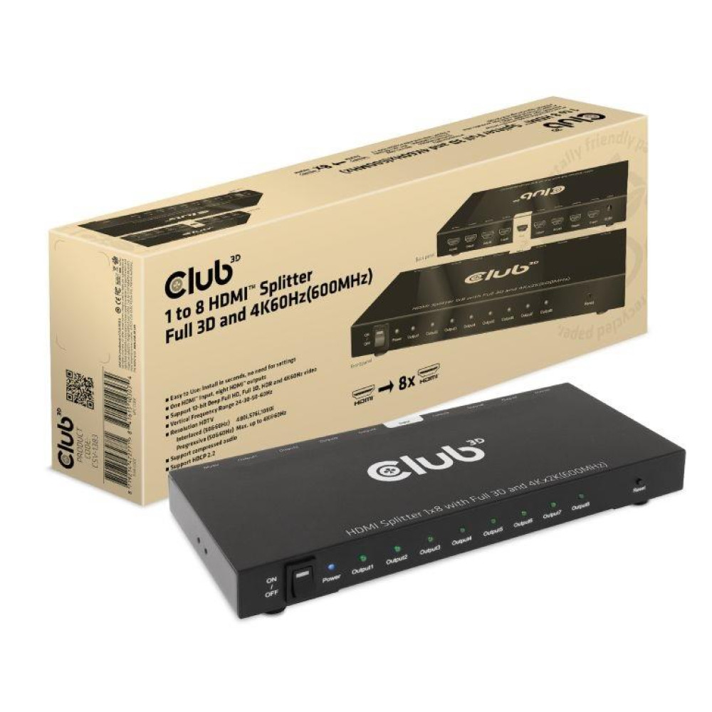 I/O VIDEO SPLITTER HDMI 8PORT/3D 4K 60HZ CSV-1383 CLUB3D I/O VIDEO SPLITTER HDMI 8PORT/3D 4K 60HZ CSV-1383 CLUB3D