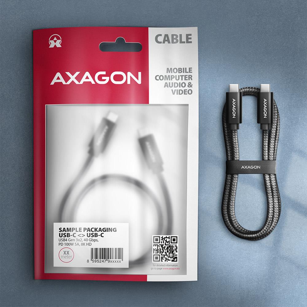 CABLE USB-C TO USB-C 1M 100W/8K BLACK BUCM432-CM10AB AXAGON CABLE USB-C TO USB-C 1M 100W/8K BLACK BUCM432-CM10AB AXAGON