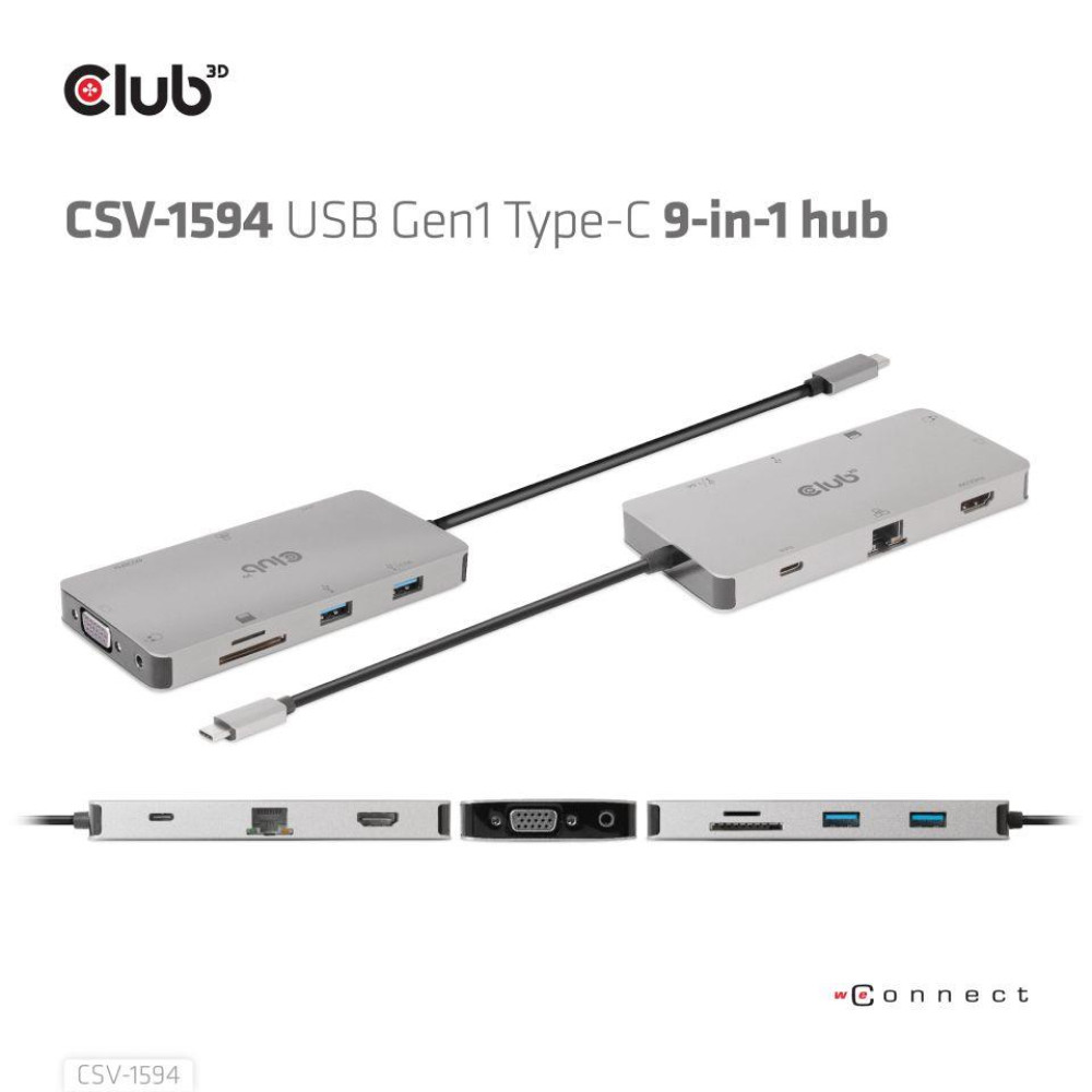 I/O HUB 9IN1 USB-C/CSV-1594 CLUB3D I/O HUB 9IN1 USB-C/CSV-1594 CLUB3D