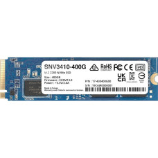 SSD, SYNOLOGY, SNV3400, 400GB, M.2, PCIE, NVMe, Write speed 750 MBytes/sec, Read speed 3000 MBytes/sec, TBW 491 TB, MTBF 1800000 hours, SNV3410-400G