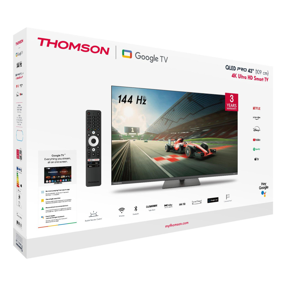 TV Set, THOMSON, 43 , 4K Ultra HD, 3840 x 2160 pixels, Flat, 16:9, QLED Pro, 43QG7C04 TV Set, THOMSON, 43 , 4K Ultra HD, 3840 x 2160 pixels, Flat, 16:9, QLED Pro, 43QG7C04