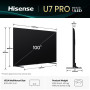 TV Set, HISENSE, 100 , 4K Ultra HD, 3840 x 2160 pixels, Flat, 16:9, ULED, 100U7QPRO