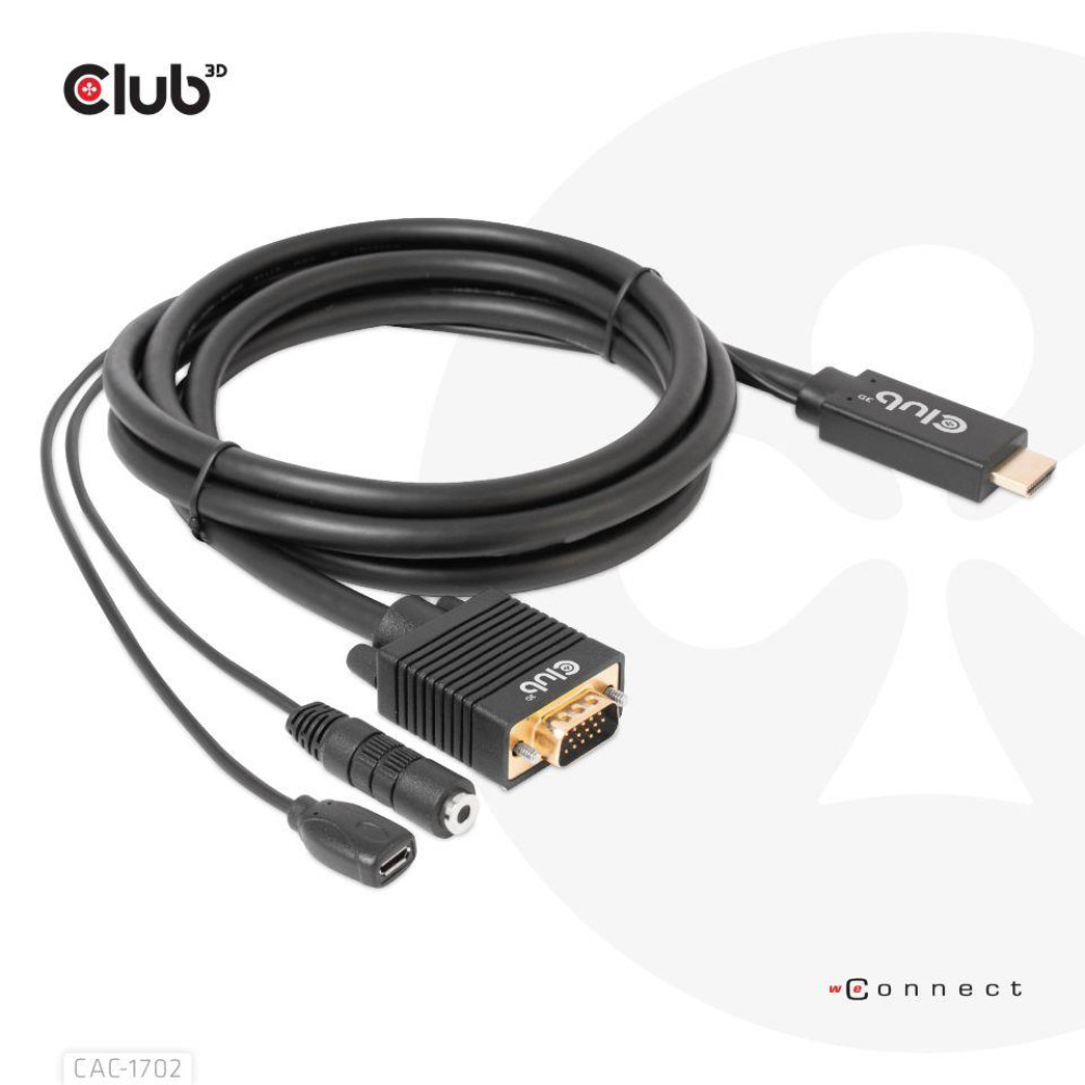 CABLE HDMI TO VGA 2M/M/M CAC-1712 CLUB3D CABLE HDMI TO VGA 2M/M/M CAC-1712 CLUB3D
