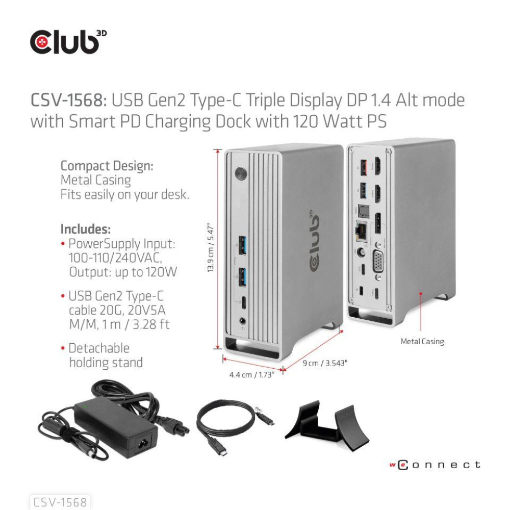 NB ACC DOCKING STATION/USB-C 120W CSV-1568 CLUB3D NB ACC DOCKING STATION/USB-C 120W CSV-1568 CLUB3D