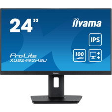 LCD Monitor, IIYAMA, XUB2492HSU-B6, 24, Panel IPS, 1920x1080, 16:9, Matte, 0.4 ms, Speakers, Swivel, Pivot, Height adjustable, Tilt, Colour Black, XUB2492HSU-B6