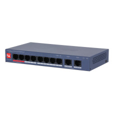 Switch, DAHUA, DH-CS4010-8ET2GT-110, Switch layer L2, 8xRJ-45 ports, RJ-45 Ports Type Fast Ethernet (10/100), 2xGigabit Ethernet (copper) ports quantity, 8xPower over Ethernet (PoE) ports quantity, Total Power over Ethernet (PoE) budget 110 W, CS4010-8ET2