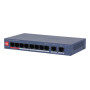 Switch, DAHUA, DH-CS4010-8ET2GT-110, Switch layer L2, 8xRJ-45 ports, RJ-45 Ports Type Fast Ethernet (10/100), 2xGigabit Ethernet (copper) ports quantity, 8xPower over Ethernet (PoE) ports quantity, Total Power over Ethernet (PoE) budget 110 W, CS4010-8ET2