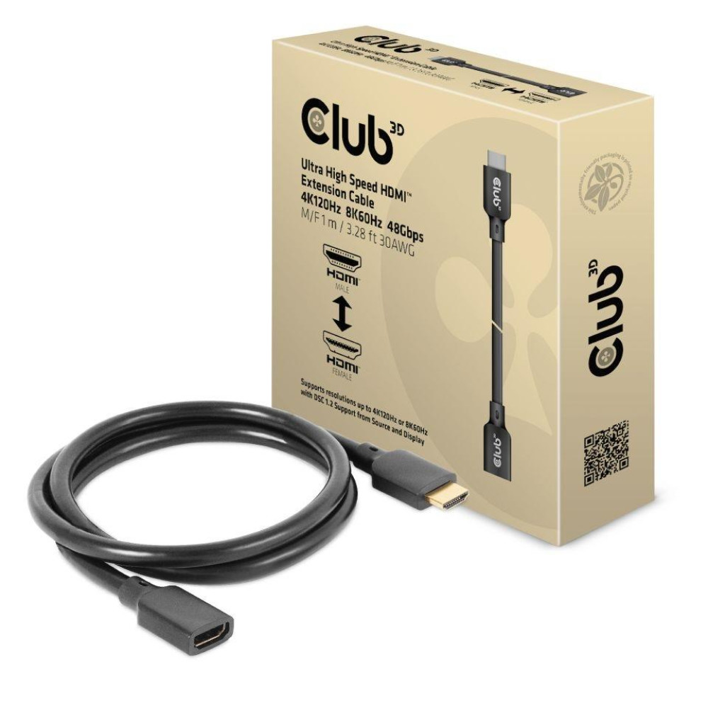 CABLE HDMI TO HDMI 1M/M/F CAC-1322 CLUB3D CABLE HDMI TO HDMI 1M/M/F CAC-1322 CLUB3D