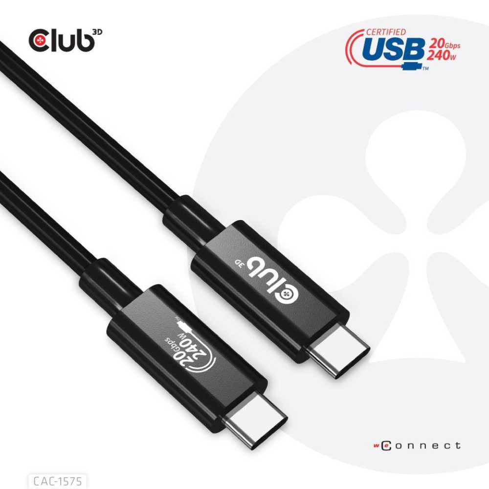 CABLE USB-C TO USB-C 2M/M/M CAC-1575 CLUB3D CABLE USB-C TO USB-C 2M/M/M CAC-1575 CLUB3D