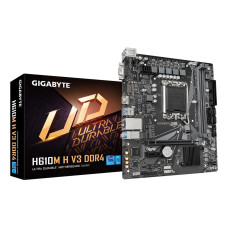 Mainboard, GIGABYTE, Intel H610, LGA1700, Micro-ATX, Memory DDR4, Memory slots 2, 1xPCI-Express 3.0 1x, 1xPCI-Express 4.0 16x, 1xM.2, 1x15pin D-sub, 1xHDMI, 4xUSB 2.0, 2xUSB 3.2, 1xPS/2, 1xRJ45, 3xAudio port, H610MHV3DDR4 Mainboard, GIGABYTE, Intel H610, LGA1700, Micro-ATX, Memory DDR4, Memory slots 2, 1xPCI-Express 3.0 1x, 1xPCI-Express 4.0 16x, 1xM.2, 1x15pin D-sub, 1xHDMI, 4xUSB 2.0, 2xUSB 3.2, 1xPS/2, 1xRJ45, 3xAudio port, H610MHV3DDR4