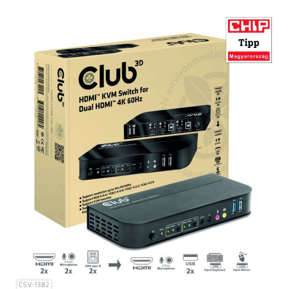 VIDEO SWITCH KVM HDMI 2PORT/CSV-1382 CLUB3D VIDEO SWITCH KVM HDMI 2PORT/CSV-1382 CLUB3D