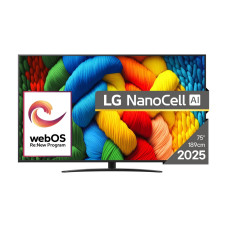 TV Set, LG, 75, 4K/Smart, 3840x2160, Wireless LAN, Bluetooth, webOS, Black, 75NANO81A3A