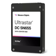 SSD, WESTERN DIGITAL, SSD series Ultrastar DC SN655, 3.84TB, PCIe Gen4, NVMe, NAND flash technology TLC, Write speed 2600 MBytes/sec, Read speed 6800 MBytes/sec, Form Factor U.3, MTBF 25000000 hours, 0TS2461
