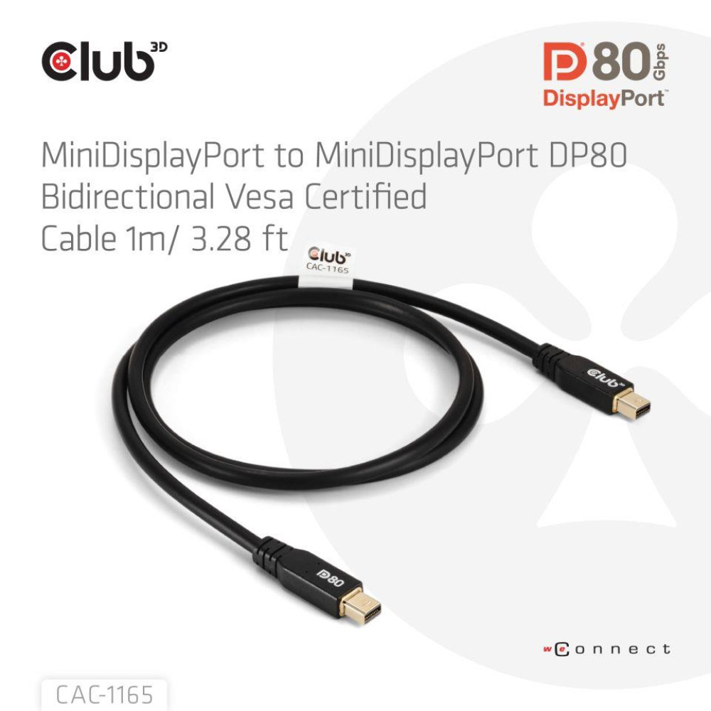 CABLE MINI DP TO MINI DP 1M/M/M CAC-1165 CLUB3D CABLE MINI DP TO MINI DP 1M/M/M CAC-1165 CLUB3D