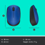 MOUSE USB OPTICAL WRL M171/BLUE 910-004640 LOGITECH