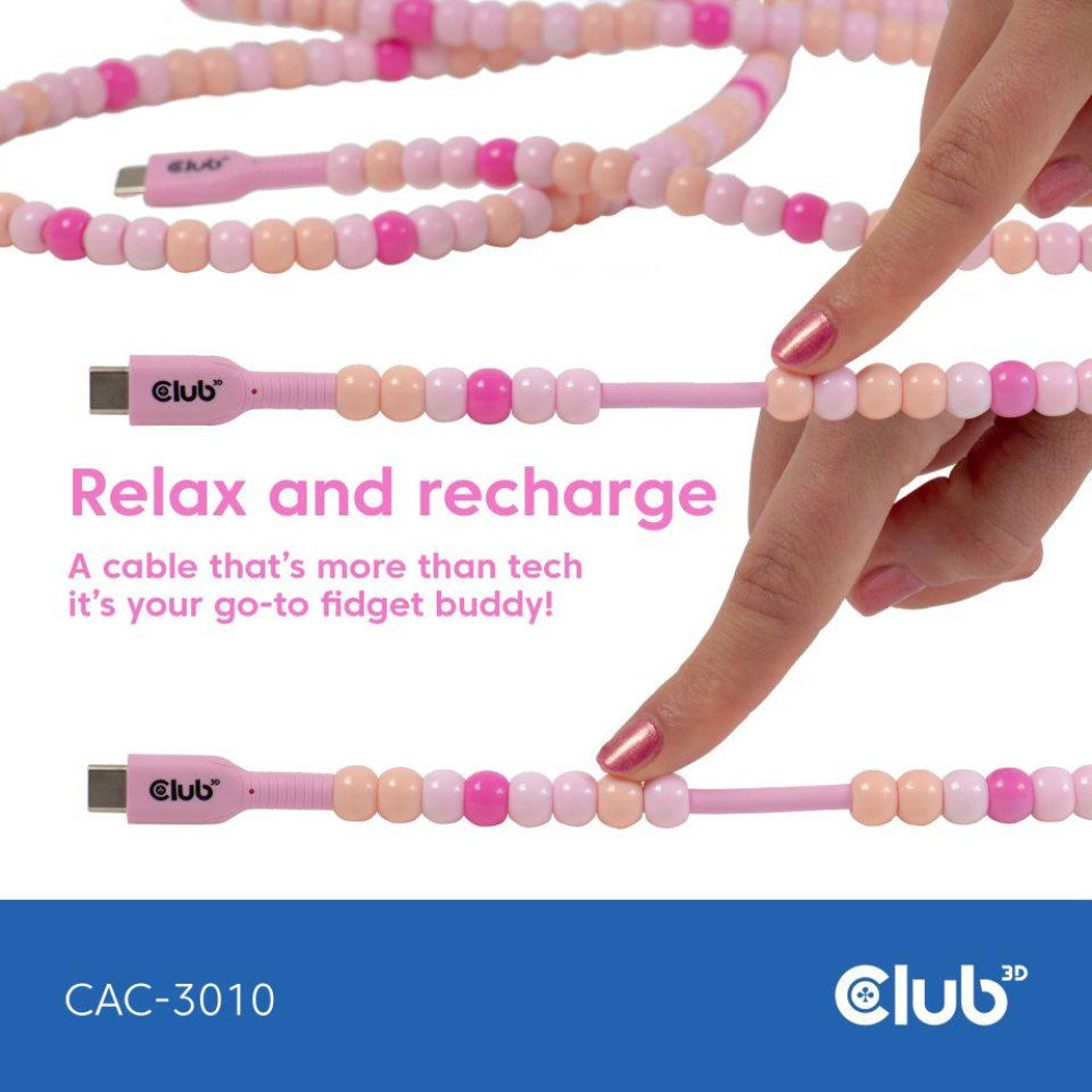 CABLE USB-C TO USB-C/PINK CAC-3010 CLUB3D CABLE USB-C TO USB-C/PINK CAC-3010 CLUB3D