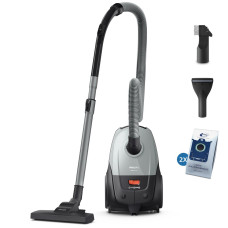 Vacuum Cleaner, PHILIPS, Input power 850 W, Dust capacity 3 L, Cylinder vacuum, Cleaning type Dry, Dust container Dust bag, Colour Black/Grey, XD2142/12