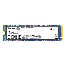 SSD, KINGSTON, NV3, 4TB, M.2, PCIE, 3D NAND, Write speed 5000 MBytes/sec, Read speed 6000 MBytes/sec, MTBF 200000 hours, SNV3S/4000G