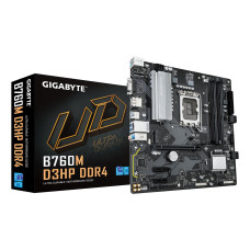 Mainboard, GIGABYTE, Intel B760 Express, LGA1700, Micro-ATX, Memory DDR4, Memory slots 4, 2xPCI-Express 3.0 1x, 1xPCI-Express 4.0 16x, 2xM.2, 1x15pin D-sub, 1xHDMI, 1xDisplayPort, 6xUSB 2.0, 5xUSB 3.2, 1xUSB-C, 1xPS/2, 1xRJ45, 3xAudio port, B760MD3HPDDR4