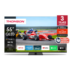 TV Set, THOMSON, 55, 4K/Smart, QLED, 3840x2160, Wireless LAN, Bluetooth, Google TV, Black, 55QG7C14