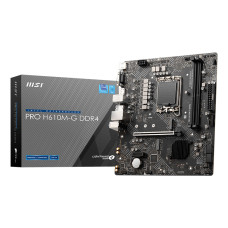Mainboard, MSI, Intel H610, LGA1700, MicroATX, Memory DDR4, Memory slots 2, 1xPCI-Express 3.0 1x, 1xPCI-Express 4.0 16x, 1xM.2, 1x15pin D-sub, 1xHDMI, 1xDisplayPort, 2xAudio-In, 1xAudio-Out, 4xUSB 2.0, 2xUSB 3.2, 1xPS/2, 1xRJ45, PROH610M-GDDR4