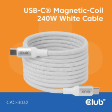 CABLE USB-C TO USB-C 2M/MAGNETIC WHITE CAC-3032 CLUB3D CABLE USB-C TO USB-C 2M/MAGNETIC WHITE CAC-3032 CLUB3D