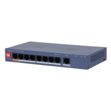 Switch, DAHUA, CS4009-8ET1GT-60, Switch type Managed, Switch layer L2, 9xRJ-45 ports, RJ-45 Ports Type Gigabit Ethernet (10/100/1000), 8xFast Ethernet (copper) ports quantity, 1xGigabit Ethernet (copper) ports quantity, Power over Ethernet (PoE) Yes, CS40