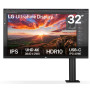 LCD Monitor, LG, 31.5, Panel IPS, 3840x2160, 16:9, 60Hz, 5 ms, Speakers, Swivel, Pivot, Height adjustable, Tilt, Colour Black, 32UN880K-B