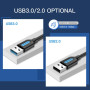 CABLE USB3.0 MALE TO MALE/2M BLACK CONBH VENTION