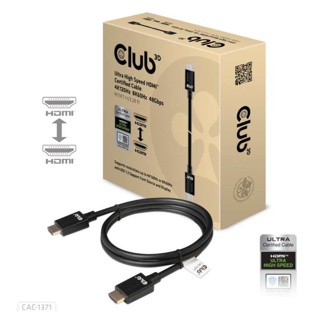 CABLE HDMI TO HDMI 1M/M/M CAC-1371 CLUB3D CABLE HDMI TO HDMI 1M/M/M CAC-1371 CLUB3D